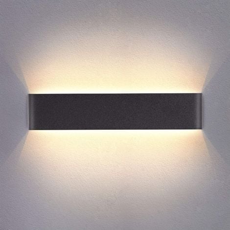 Applique Murale Interieur LED Noir 14W 3000K Lampe Murale Blanc Chaud Moderne Design AC 220V pour Chambre Salon Escalier Couloir Acrylique 40CM