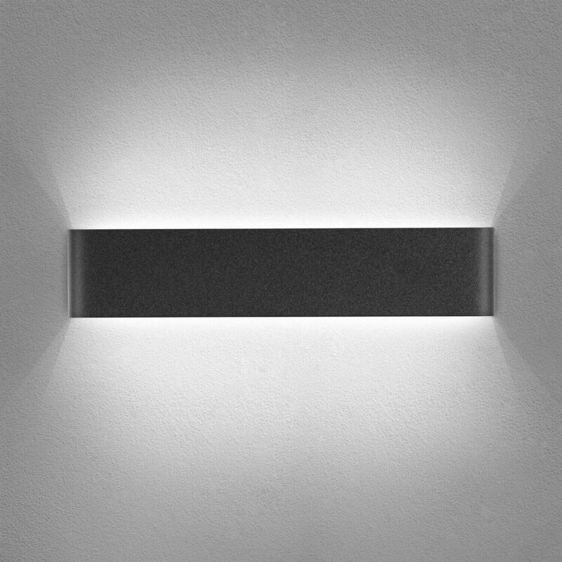Applique Murale Interieur LED Noir 14W 3000K Lampe Murale Blanc Froid Moderne Design AC 220V pour Chambre Salon Escalier Couloir Acrylique 41CM