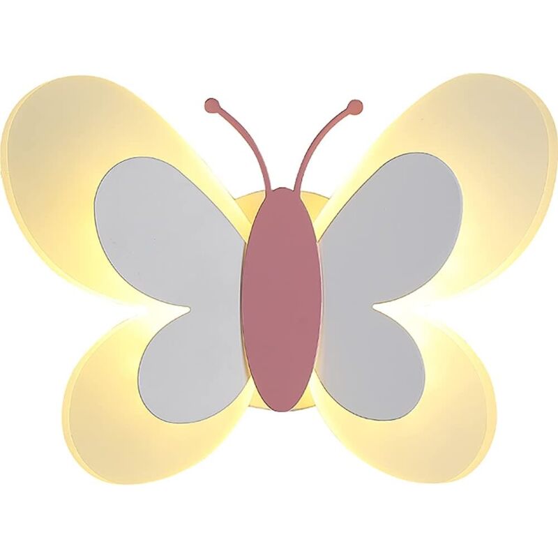 Applique Murale Interieur led papillon mignon Applique Murale pour chambre d'enfant Decor Wall Decor, lampe de chevet, veilleuse intérieure, (Lumière