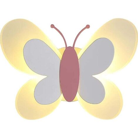 Applique Murale Interieur LED papillon mignon Applique Murale pour chambre d'enfant Decor Wall Decor, lampe de chevet, veilleuse intérieure, (Lumière blanc chaud)