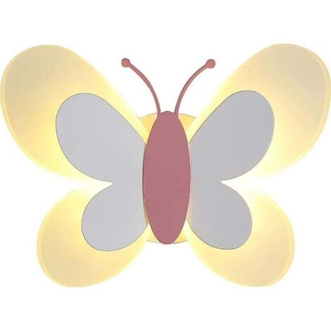 Applique Murale Interieur LED papillon mignon Applique Murale pour chambre d'enfant Decor Wall Decor, lampe de chevet, veilleuse intérieure, (Lumière blanc chaud)