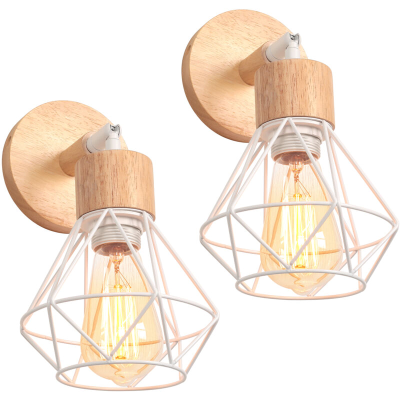 Applique Murale Interieur, Stoex Mural Rétro en Bois Douille E27, Orientable 180° Pivotable, Lampe Murale Industrielle ou Plafonnier pour Chambre,