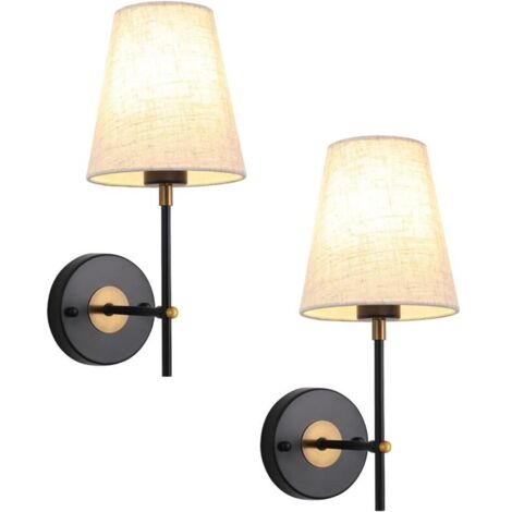 Applique Murale Interieur Vintage Industrial, Lot De 2 Applique Murale Noir Et Doré Chambre , Luminaire Mural Interieur, Sans Ampoules
