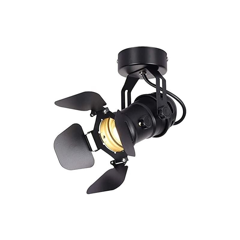 GOECO Plafonnier Industrielle Rétro en Métal Noir, Spot plafonnier LED, Orientable Applique Murale Intérieur Vintage, Lampe de Plafond Retro Vintage
