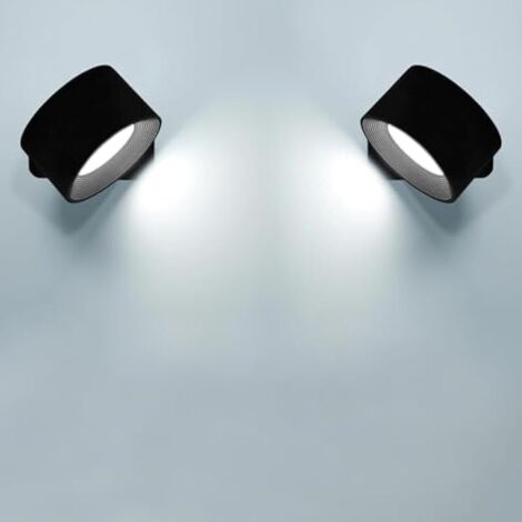 Applique Murale Interieur,2 Pack,Lampe Murale Touch LED avec Port de Charge USB Contrôle Tactile,3 Niveaux de Luminosité Rotatifs 360° Lampe de Chevet pour Chambre à Coucher(Noir)