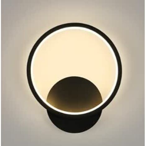 Applique Murale Intérieure, 12W Luminaire Mural Moderne, Ronde Lampe Murale 3000K Lumière Blanche Chaude pour Chambre Salon Salle de Bain Couloir Escalier, Noir, Ø23cm