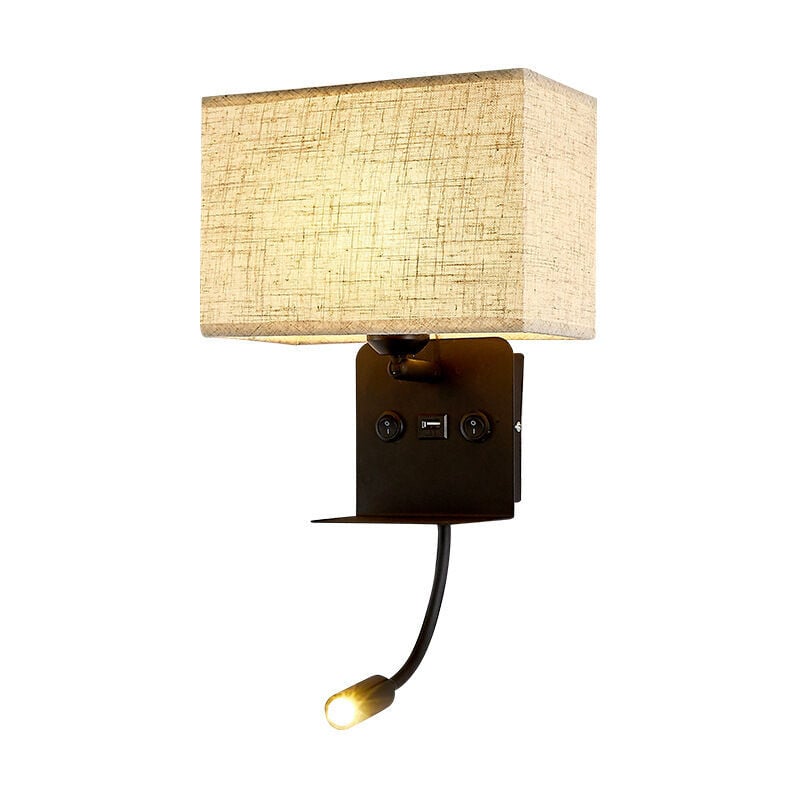 Applique Murale Intérieure avec Flexible led Liseuse, Applique de Chevet avec Port usb Applique et Étagère, Lampe Murale de Chambre à Coucher avec