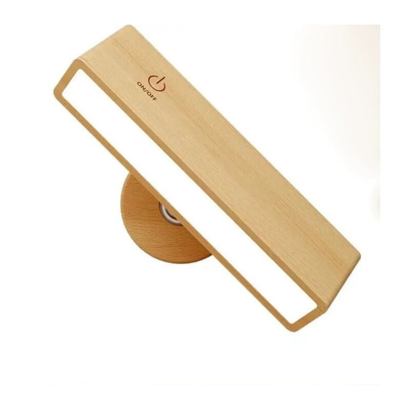 Applique Murale Intérieure Bois,Lampe Murale Sans Fil Rechargeable USB,Réglage de La Luminosité Applique Murale Sans Fil Chambre,Lampe de Chevet