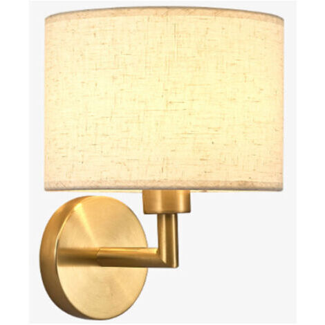Applique Murale Intérieure Dimmable, Lampe Murale Dorée avec Abat-jour en Lin Beige, Applique Murale de Chevet Pivotante pour Chambre Salon，Lumière chaude 7W