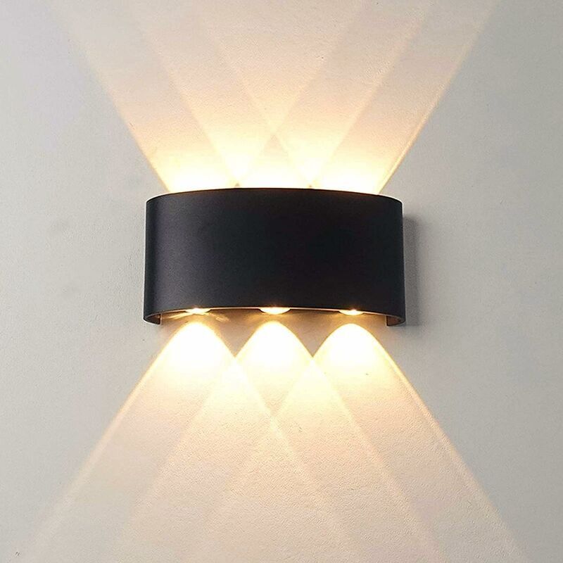 VURAHOME - Applique Murale Intérieure LED 6W Lampe Murale Moderne, IP65 Étanche appliques murales Extérieure en Aluminium, Up Down Spot Lampe pour