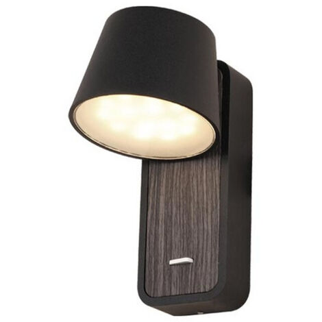 Applique Murale Intérieure LED 7W Noir Sablé et Brun ZAMBELIS FS - Blanc chaud - 3000K