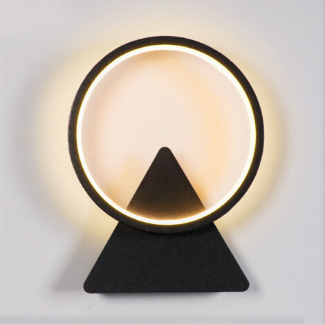 Applique Murale Intérieure LED, 8W Lampe Murale Ronde Moderne, 3000K Blanc Chaud, Luminaire Mural Minimaliste pour Salon Chambre Couloir - Noir