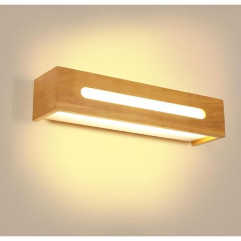 Applique Murale Intérieure LED, Moderne Lampe Murale LED 18W 2025LM, Luminaire Murale en Bois pour Chambre Salon Couloir Escalier, 3000K Blanc Chaud