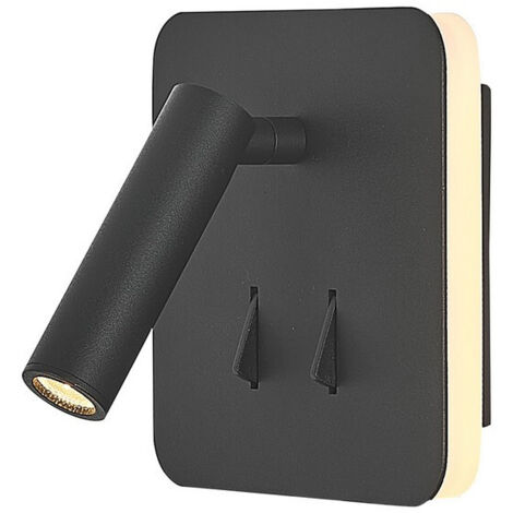 Applique murale intérieure liseuse Led carrée noir mat - Mantra - Cayman