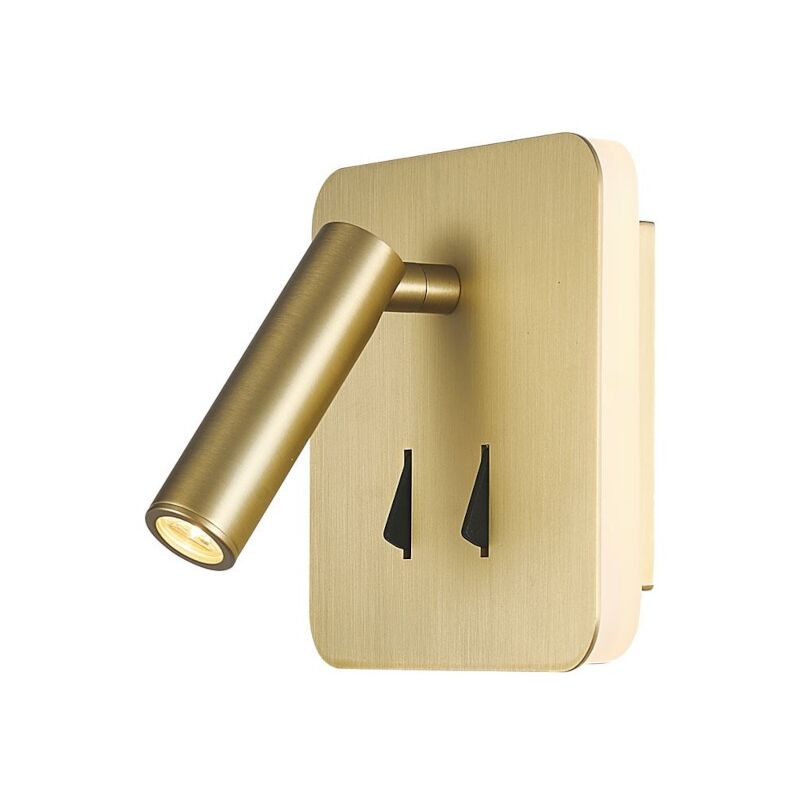 Applique murale intérieure liseuse Led carrée or mat Mantra Cayman