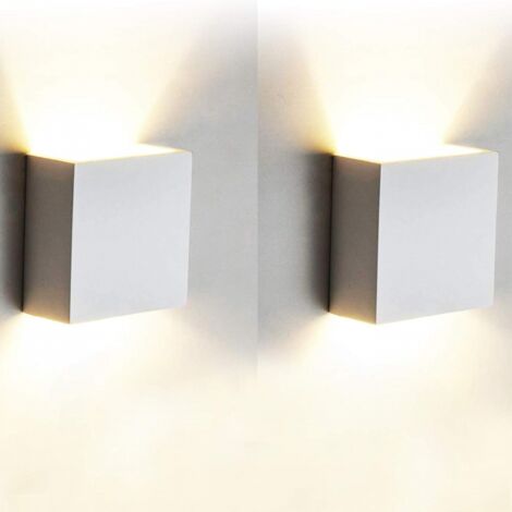 Applique murale intérieure moderne 6W, 2 appliques murales LED blanches en aluminium