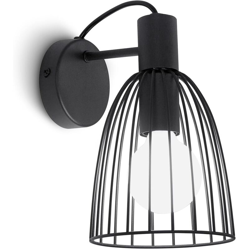 Goeco - Applique Murale Intérieure Vintage E27, Noir Luminaire Murale Industrielle, Abat-jour Cage Éclairage Mural en Métal,Puissance maximale