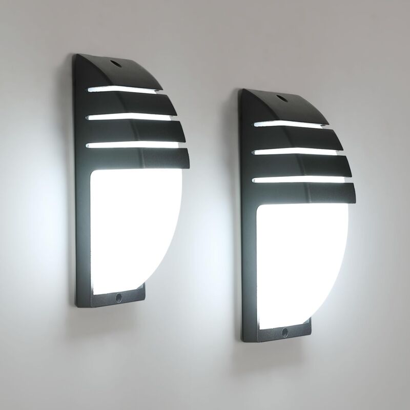 Goeco - Applique Murale Interieur/Exterieur 2 Pièces , Noir 12W Blanc Froid 6000K , IP65 Imperméable Lampe Murale Exterieur pour Cour, Jardin,