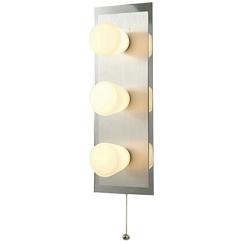 Diyas - Inspired Cone Applique murale IP44 avec interrupteur à tirette, 3 lumières G9, chrome poli et aluminium