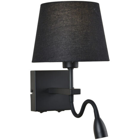 Applique murale Italux Norte noire mat liseuse LED