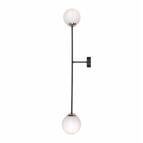Applique murale Kaja ISLA noire/or globe blanc 2xE14