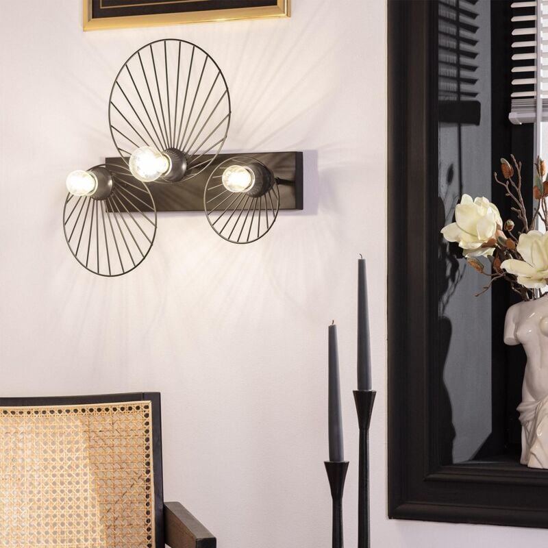 Ledkia - Applique Murale Kibanda Koto 3 Spots Noir