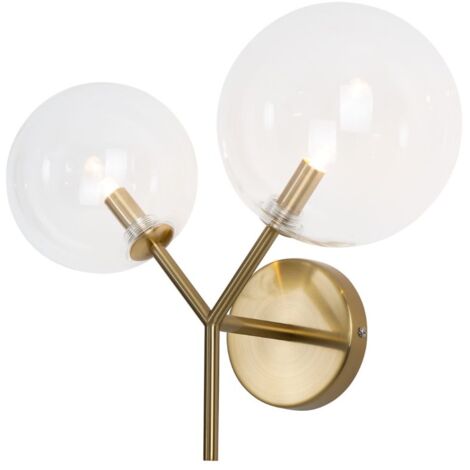 Applique murale laiton 2 globes verre Lollipop W0254