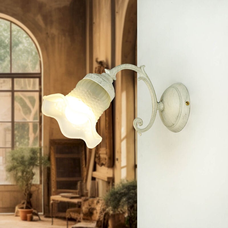 Applique murale laiton verre forme fleur massif E14 Applique intérieure