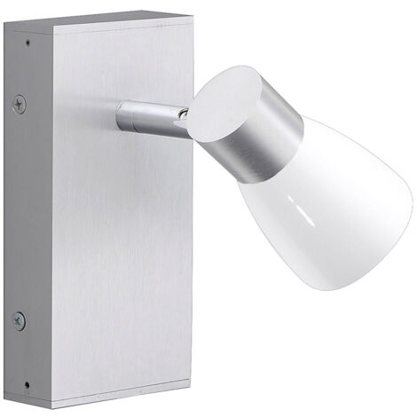 Applique murale lampe de chambre argent applique murale spot en verre réglable, couleur aluminium opale brillant, 1x GU10, LxlxP 16x7x11 cm, Fischer Honsel 30069