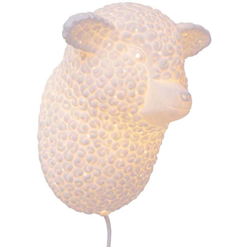 Applique murale Lampe de chambre E14Porcelaine Mouton blanc Lampe de couloir
