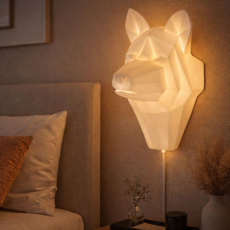 Nowa - Lampe murale en porcelaine Applique chien Lampe de chambre à coucher Lampe de chambre d'enfant blanche, douille E14, LxlxH 22x18x30 cm