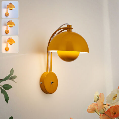 Applique murale, Lampe de chevet LED, Applique en forme de bourgeon, Applique pour miroir de salle de bain, 3 températures de couleur réglables, Jaune