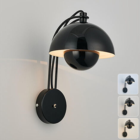 Applique murale, Lampe de chevet LED, Applique en forme de bourgeon, Applique pour miroir de salle de bain, 3 températures de couleur réglables, Noir