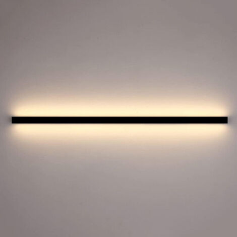 Applique murale/lampe de chevet minimaliste, longue, moderne, simple, linéaire, sans fil, rechargeable, lumière LED pour le mur de fond de la chambre principale,Noir neutre brillant 60 cm