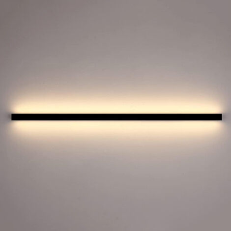 Applique murale/lampe de chevet minimaliste, longue, moderne, simple, linéaire, sans fil, rechargeable, lumière LED pour le mur de fond de la chambre principale,Noir neutre brillant 60 cm