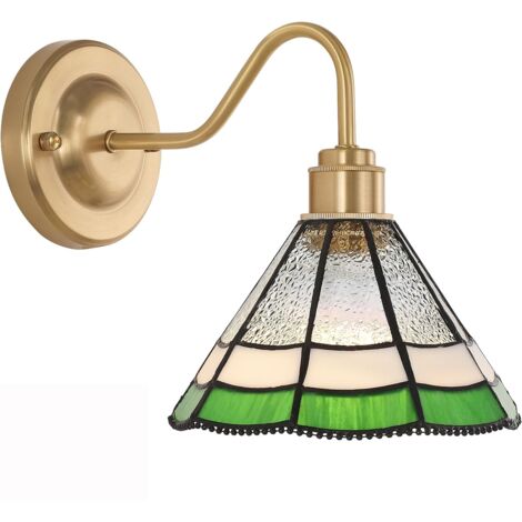 Applique murale, lampe de chevet vintage, appliques murales en laiton avec abat-jour en verre, applique d'intérieur (sans ampoule)