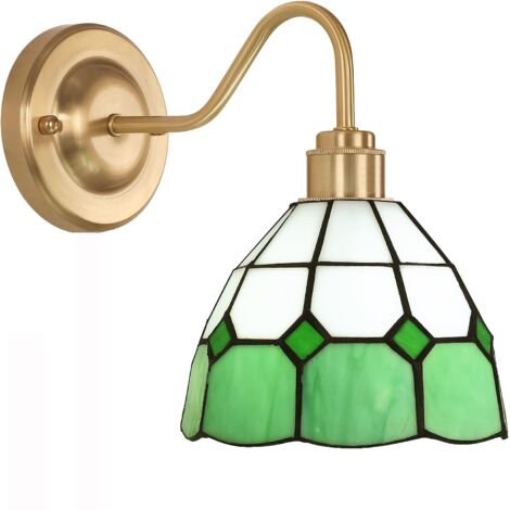 Applique murale, lampe de chevet vintage, appliques murales en laiton avec abat-jour en verre, applique d'intérieur (sans ampoule)