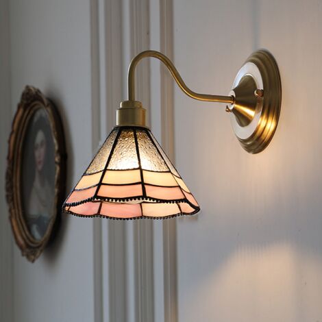 Applique murale, lampe de chevet vintage, appliques murales en laiton avec abat-jour en verre, applique d'intérieur (sans ampoule)
