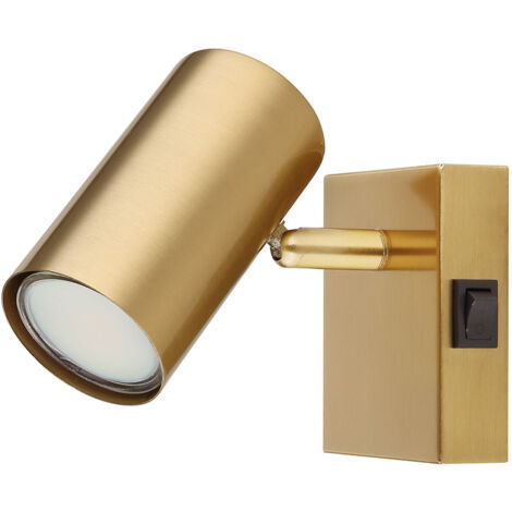 Applique murale Lampe de couloir Applique murale Spot mobile Lampe de chambre à coucher, métal doré, 1x douille GU10, LxH 7x10 cm