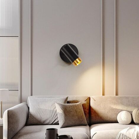 Applique murale/lampe de lecture de style industriel rétro, applique murale LED E27 5W réglable avec interrupteur, spot mural intérieur (noir).