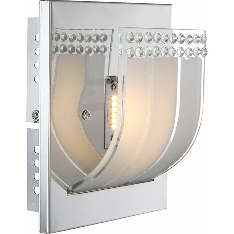 Applique murale lampe de nuit lampe de chambre lampe en cristal lampe en cristal, verre cristal satiné, 1x LED 3W 300Lm blanc chaud, DxH 16x9cm