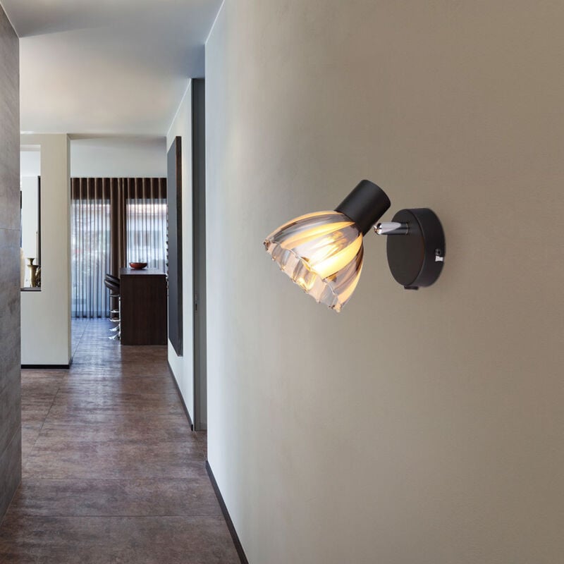 Applique murale lampe de salle à manger lumière chrome verre satiné réglable noir