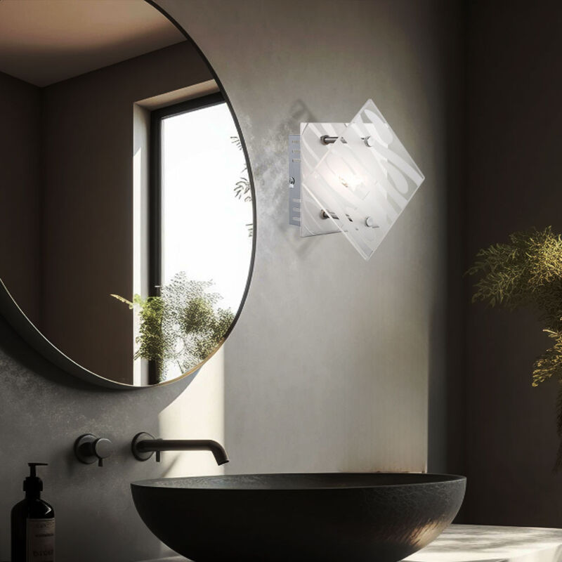 Applique murale lampe de salon applique en verre applique murale chromée pour couloir, partiellement satinée, 1x G9, LxlxP 17x17x7,8 cm