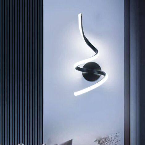 Applique murale, lampe murale LED d'intérieur moderne, lampe de chevet en spirale, veilleuse en aluminium, lumière blanche (6000K)