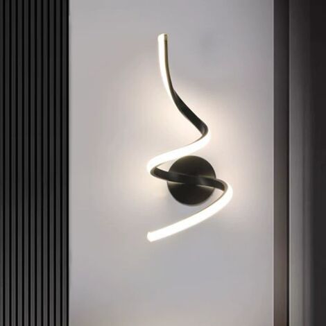 Applique murale, lampe murale LED d'intérieur moderne, lampe de chevet en spirale, veilleuse en aluminium, lumière blanche chaude (3000K)