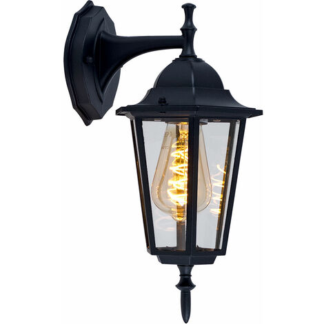 Applique murale lanterne d'extérieur lanterne murale lampe de cour noir éclairage de façade lampe d'extérieur, verre clair, 1x E27, DxLxH 20,8x17x36 cm