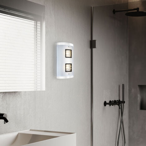 Applique murale LED 10 watts, éclairage en verre chromé, cristaux clairs  Globo 48242-2