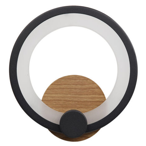 Applique murale LED 10W 4000K – Noir/bois foncé – 1300 lumens – Design moderne 19,5x19x5 cm – Pour espaces contemporains – Sydney