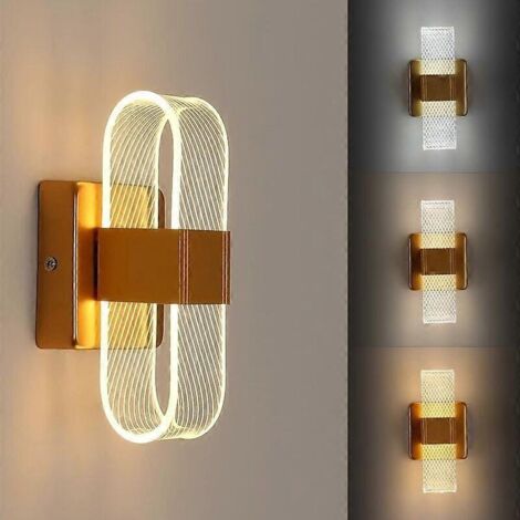 Applique murale LED 12 W à intensité variable, design moderne, créatif et romantique en acrylique, lampe de chevet avec lumière 3000 K-6000 K pour chambre, salon, couloir.