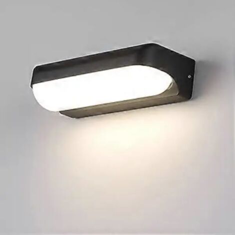 Applique murale LED 12 W d'extérieur, moderne et étanche IP65, en aluminium noir 4000 K, idéale pour couloir, escalier, balcon, jardin ou véranda.